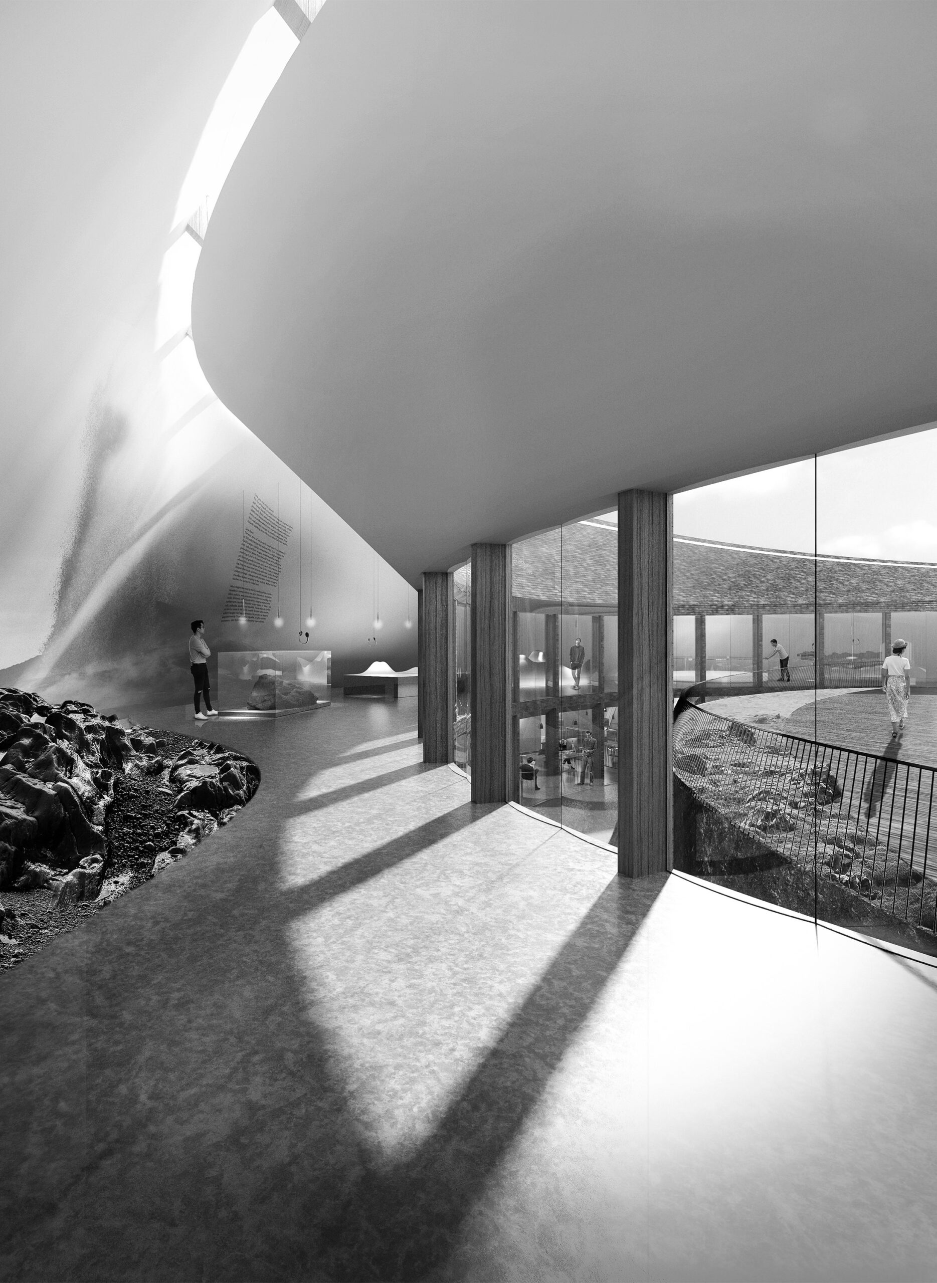 FLORENT-SAUVINEAU-ARCHITECTE-VOLCANO-MUSEUM-RENDER-INSIDE-BW